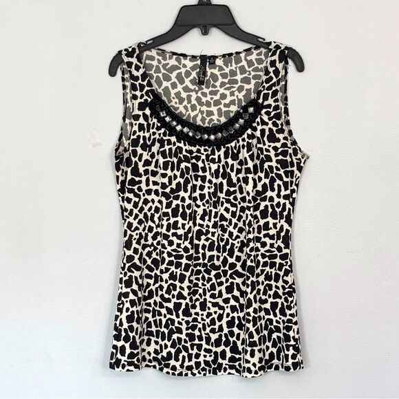 Essentials by Milano Black and White Animal Print Blouse - Picture 1 of 16